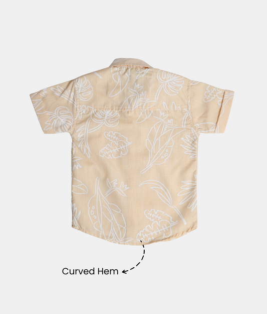 Little Kangaroos Beige Printed Boys Short Shirt