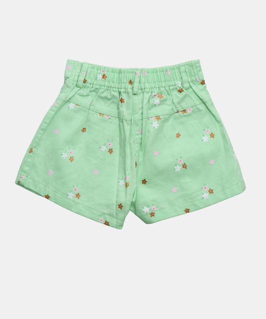 Tiny Girl Mint Green Floral Baby Shorts
