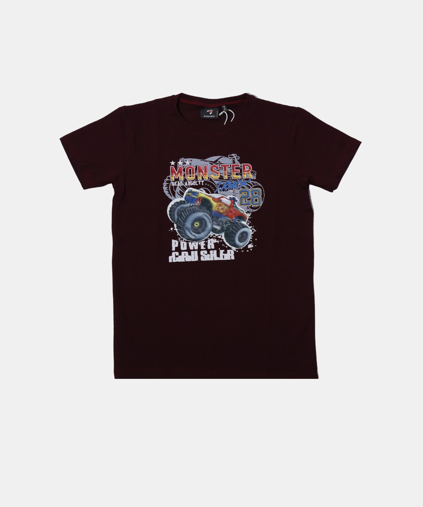 Danaboi Maroon Monster Truck Graphic Boys T-Shirt