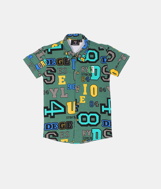 Danaboi Green Alphabet Print Boys Shirt