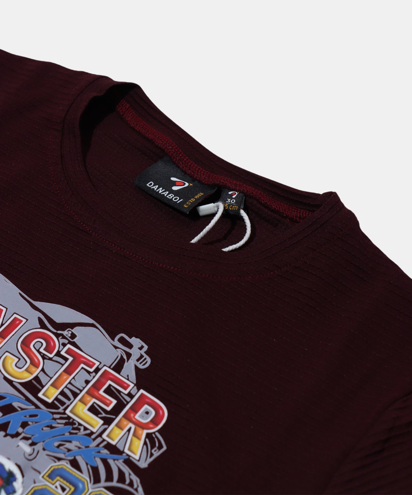 Danaboi Maroon Monster Truck Graphic Boys T-Shirt