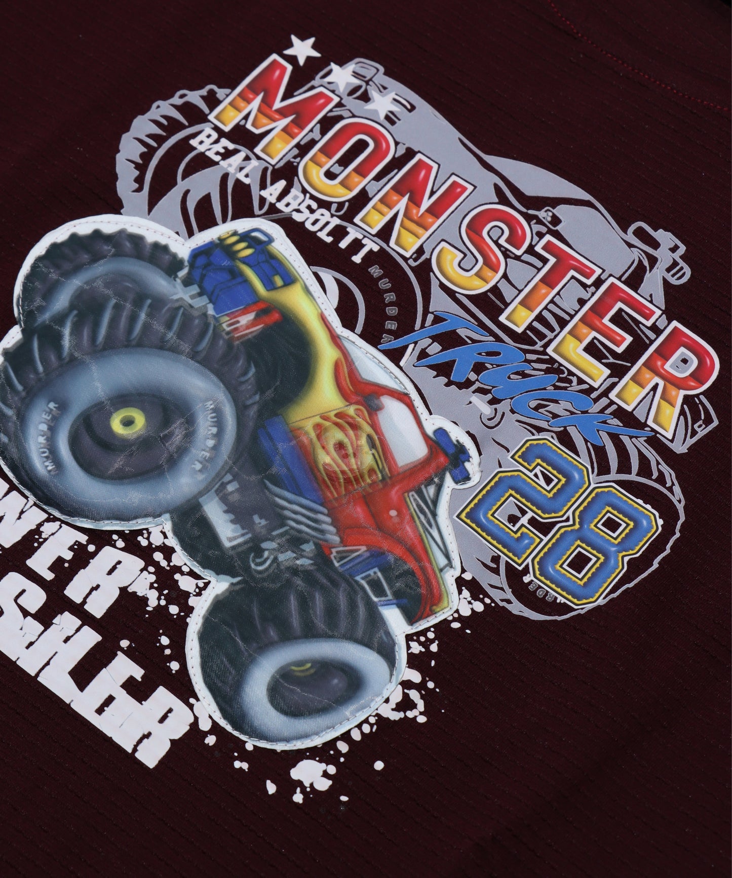 Danaboi Maroon Monster Truck Graphic Boys T-Shirt