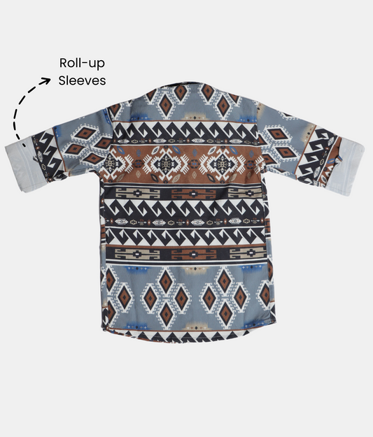 Danaboi Ethnic Print Boys Shirt Long Sleeve