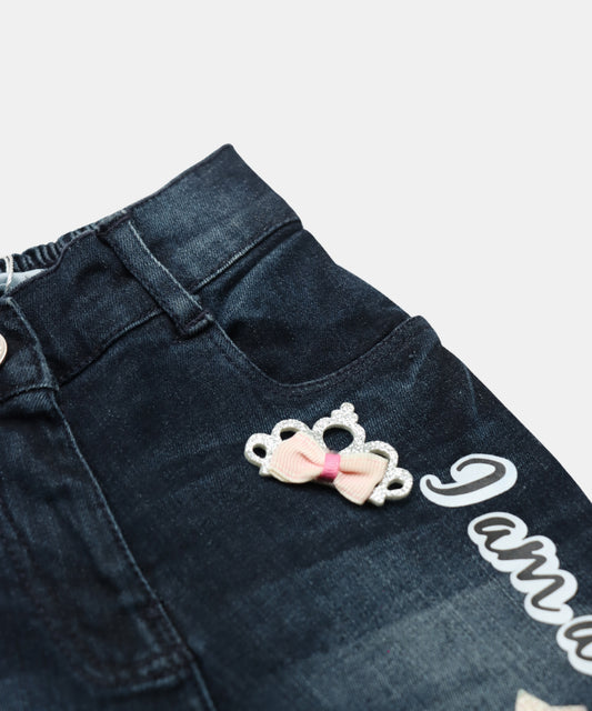Tiny Girl Dark Wash Statement Jeans for Girls
