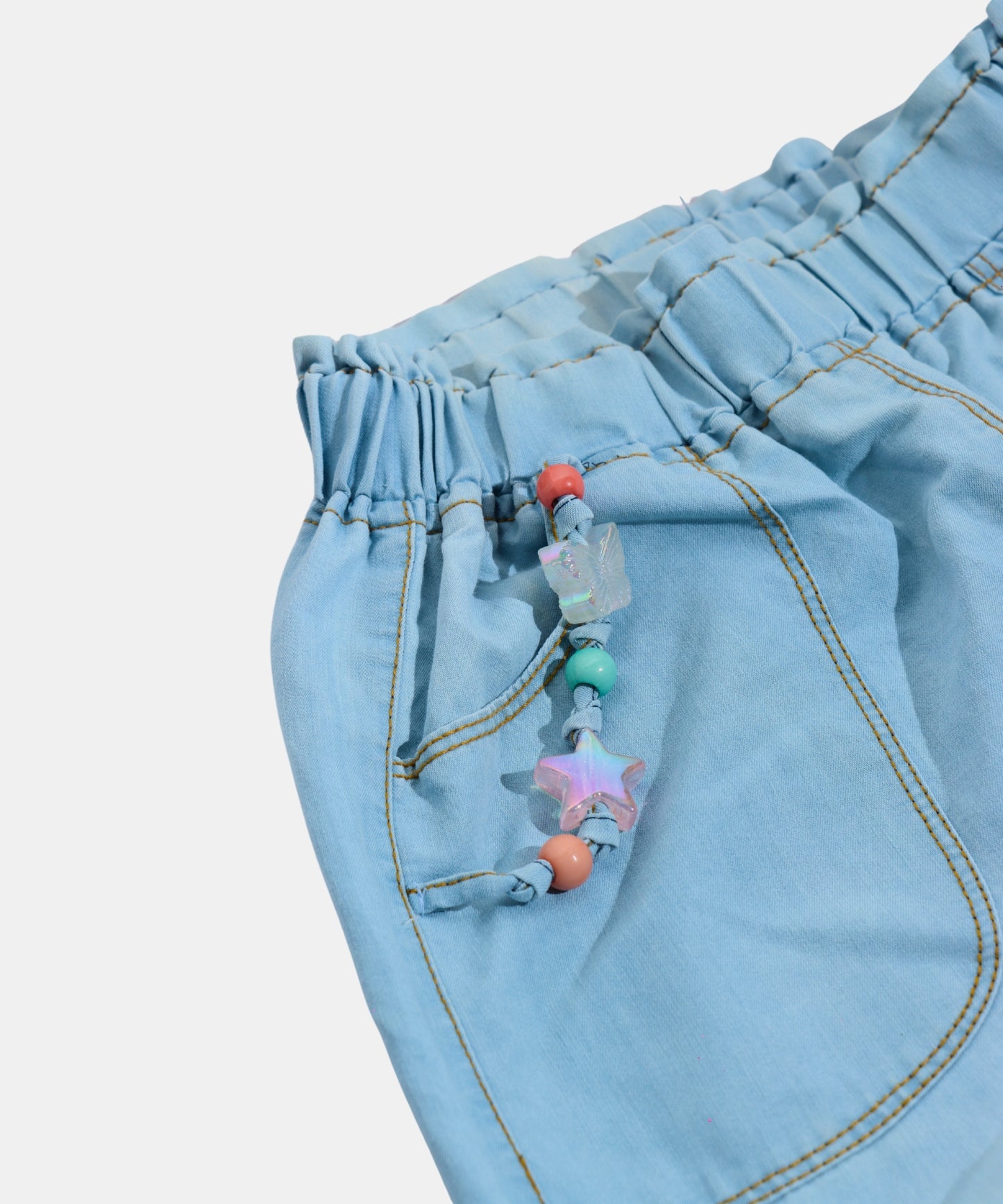Tiny Girl Sky Blue Wide Leg Ruched Jeans for Girls