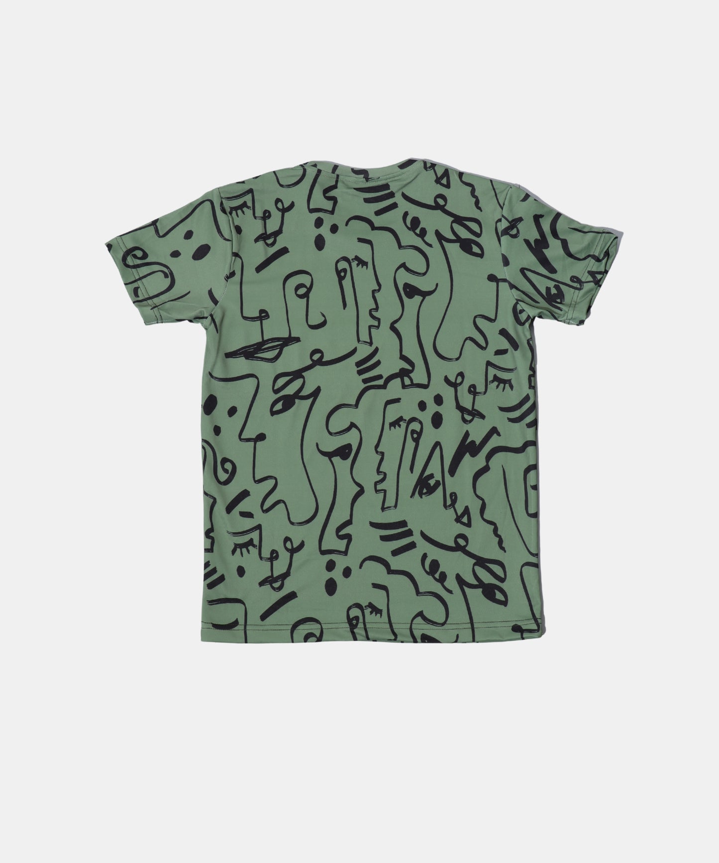 Danaboi Olive Green Abstract Face Art T-Shirt