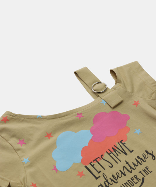 Tiny Girl Mustard One Shoulder Printed Top