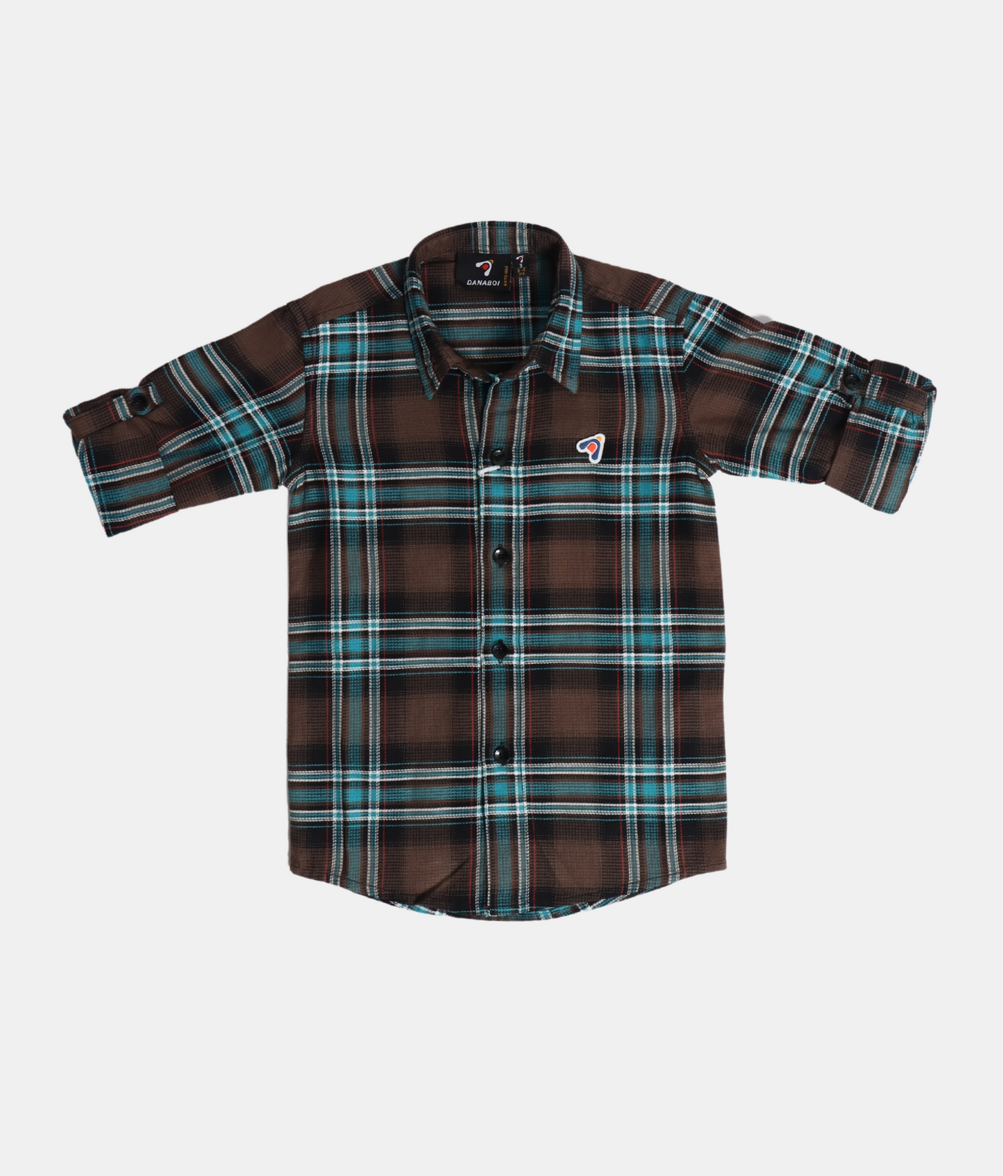Danaboi Brown Checked Boys Long Sleeve Shirt