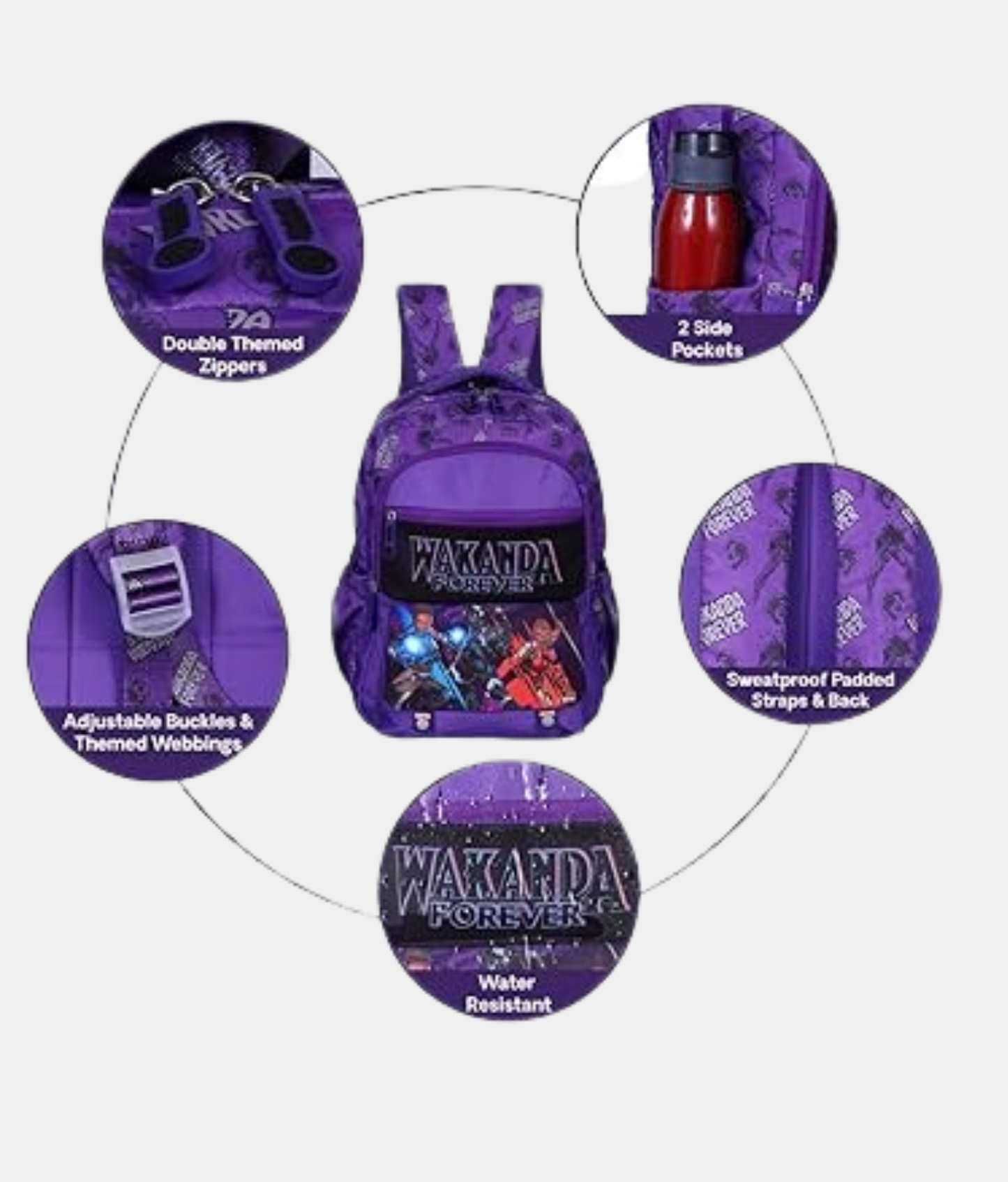 Karston Purple Wakanda Forever Kids Backpack