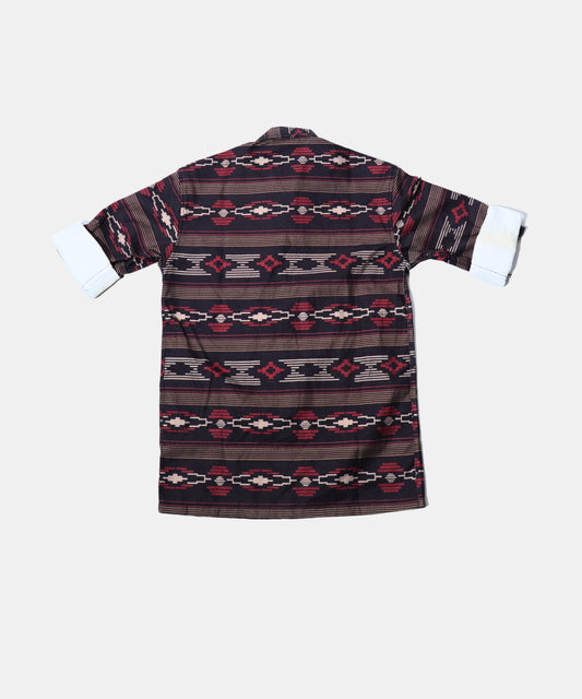 Danaboi Maroon & Charcoal Tribal Stripe Boys Shirt