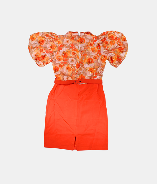 Tiny Girl Orange Floral Girls Dress