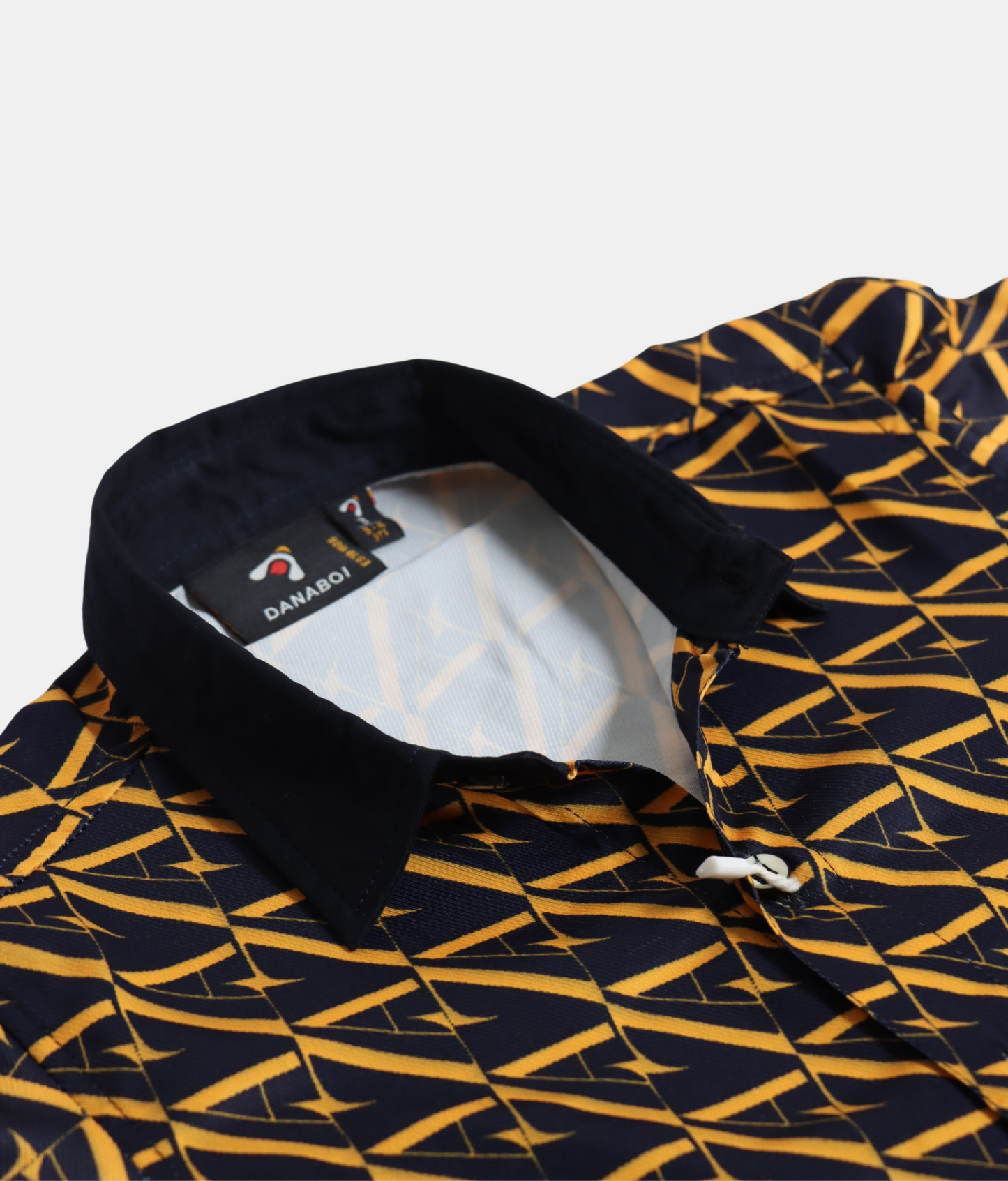 Danaboi Navy Yellow Geometric Printed Boys Long Slevee Shirt