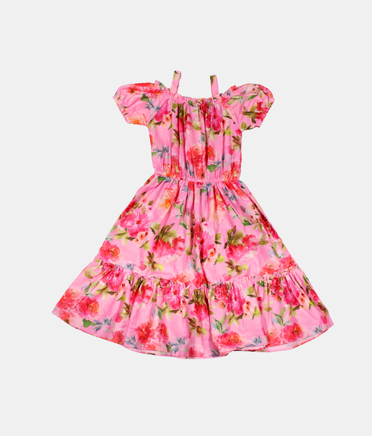 Tiny Girl Pink Floral Girls Dress
