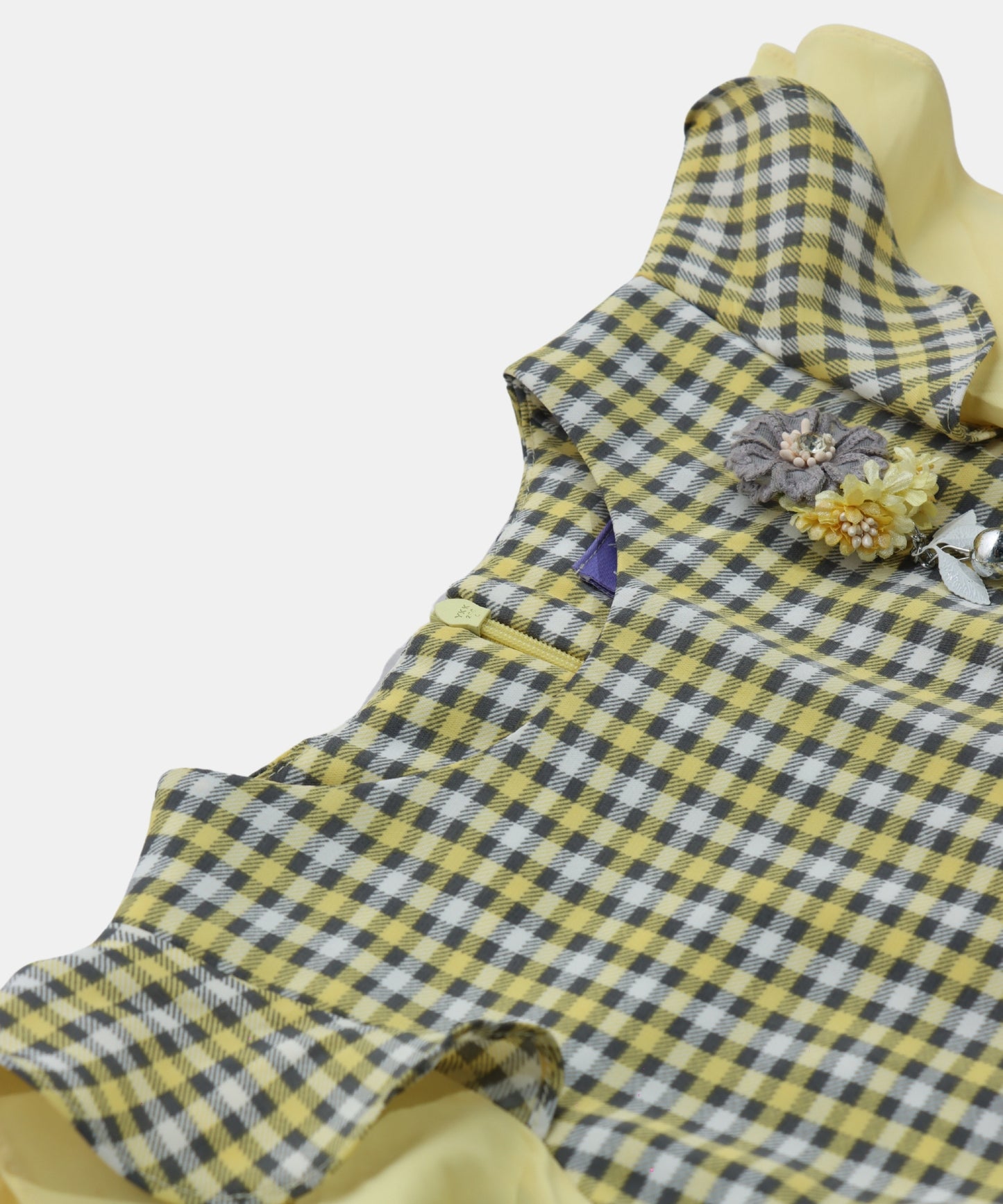 Tiny Girl Yellow Star Print Girls Dress with Pineapple Detail