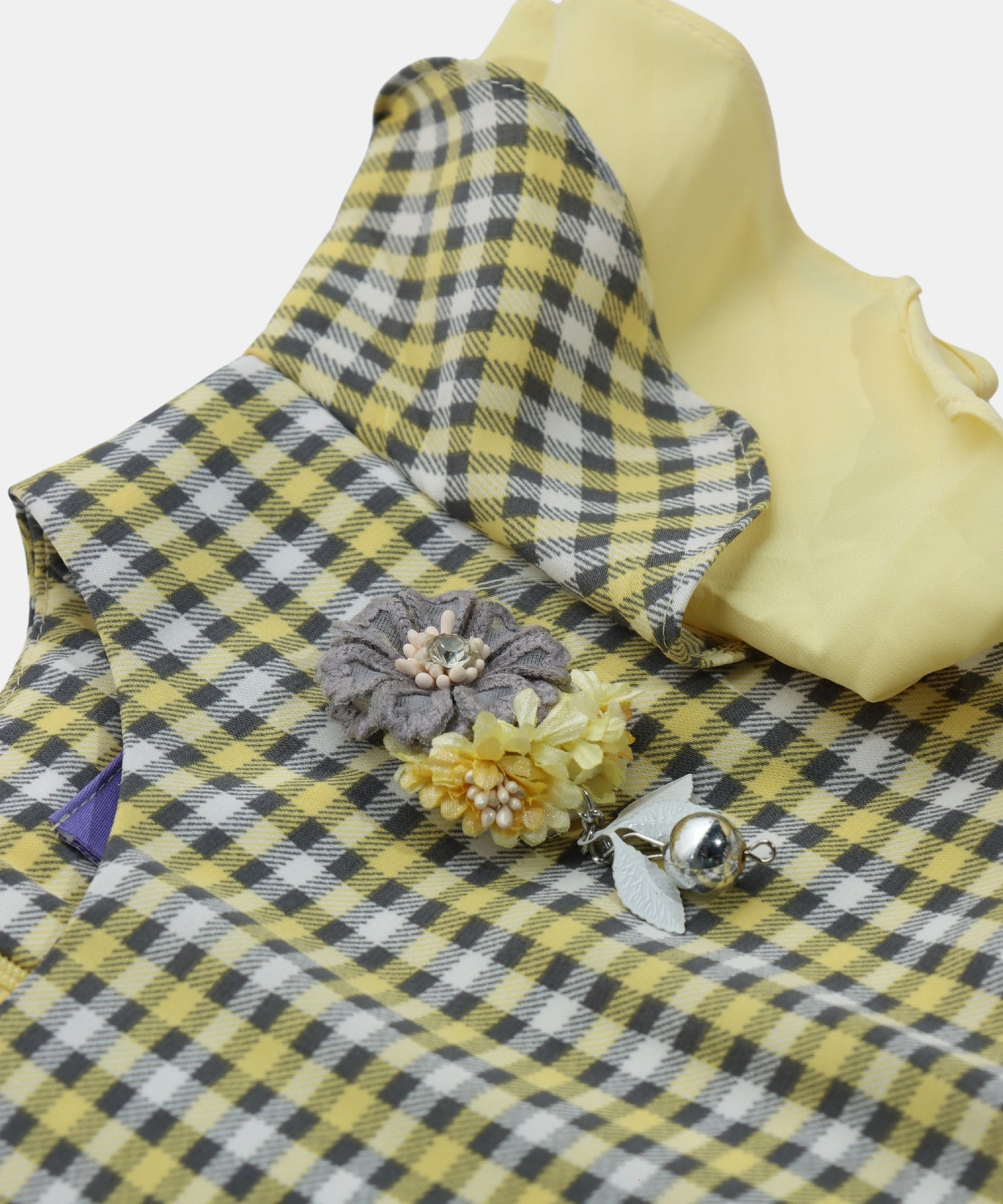 Tiny Girl Yellow Star Print Girls Dress with Pineapple Detail