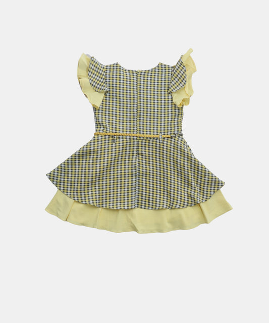 Tiny Girl Yellow Star Print Girls Dress with Pineapple Detail