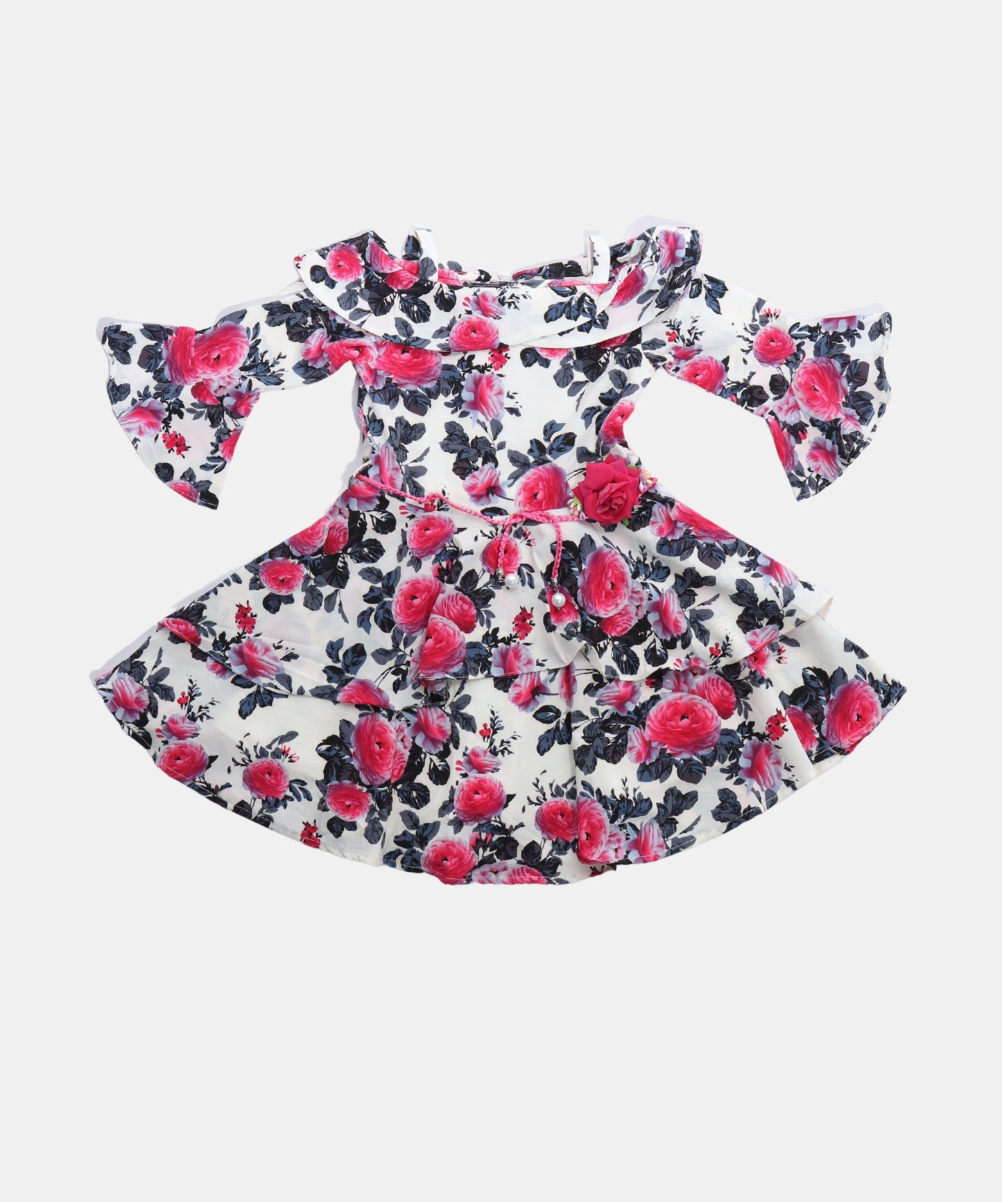 Tiny Girl White Floral Girls Frock