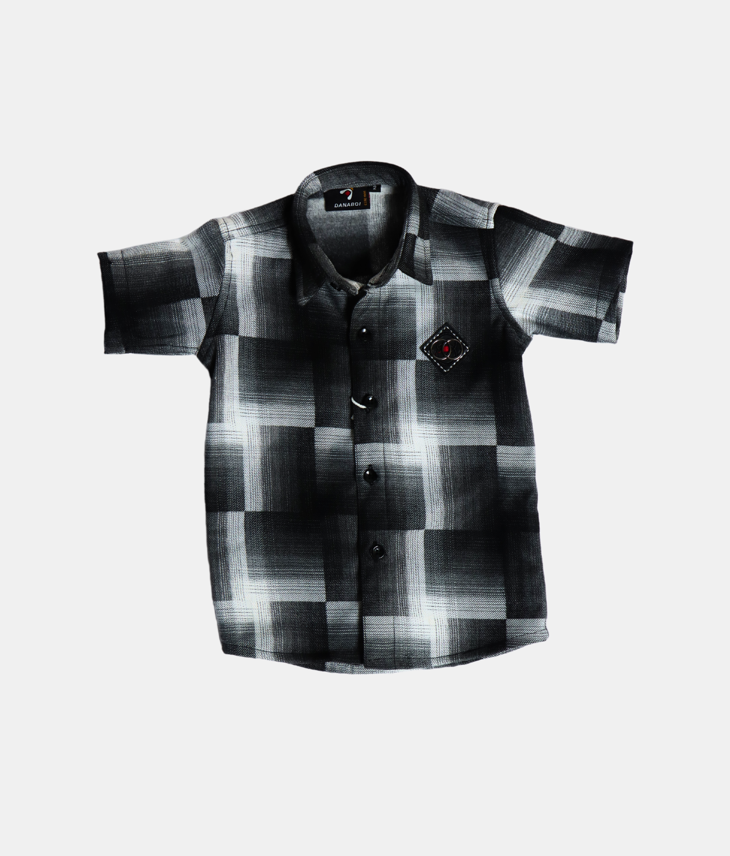 Danaboi Black & White Checked Boys Shirt with Half Sleeves