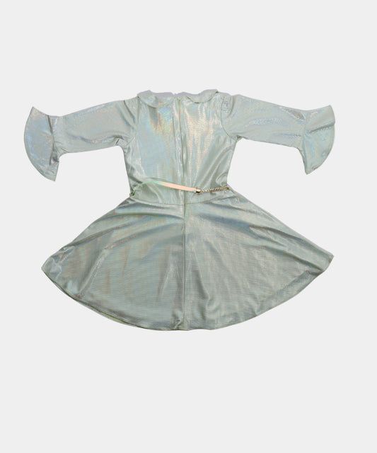 Tiny Girl Silver Textured Ruffled Girls Dress