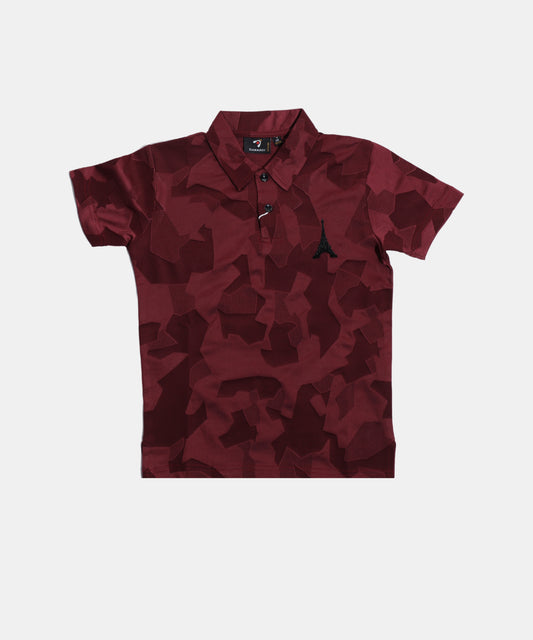 Danaboi Maroon Camouflage Boys Polo T-Shirt