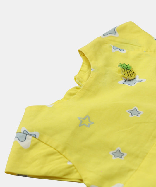 Tiny Girl Yellow Star Print Girls Frock