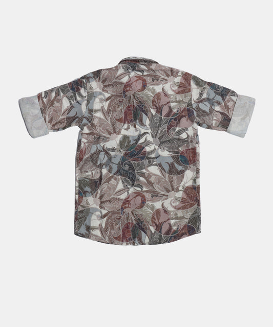 Danaboi Beige Floral Print Boys Shirt
