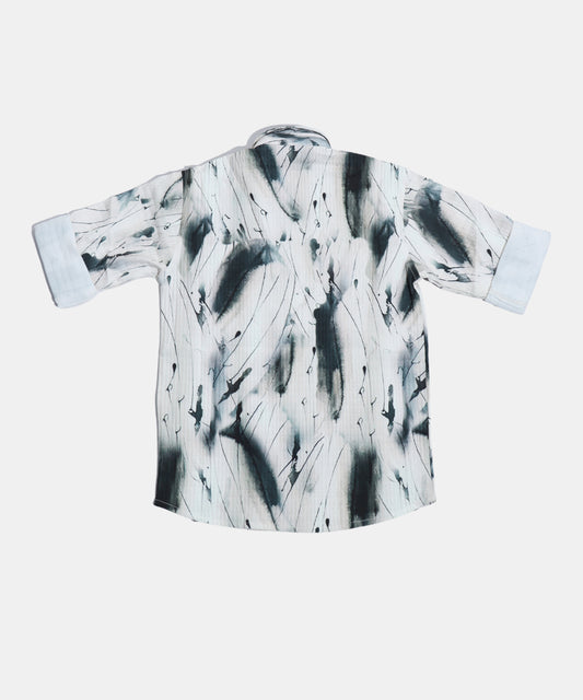 Danaboi White Abstract Print Boys Shirt