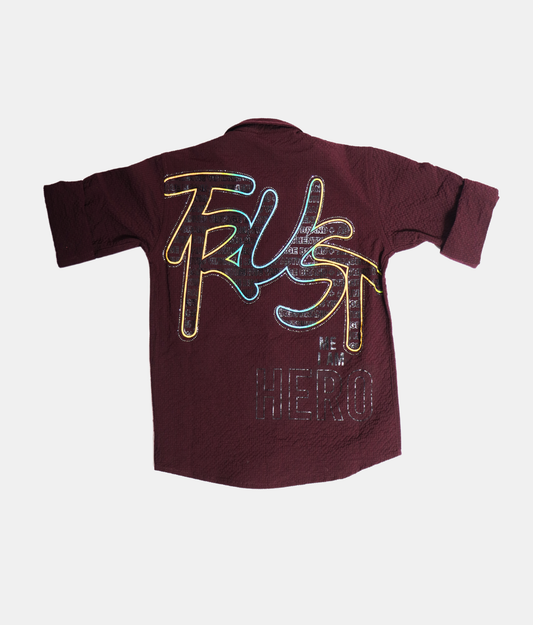 Danaboi Maroon Full Sleeve Boys Shirt