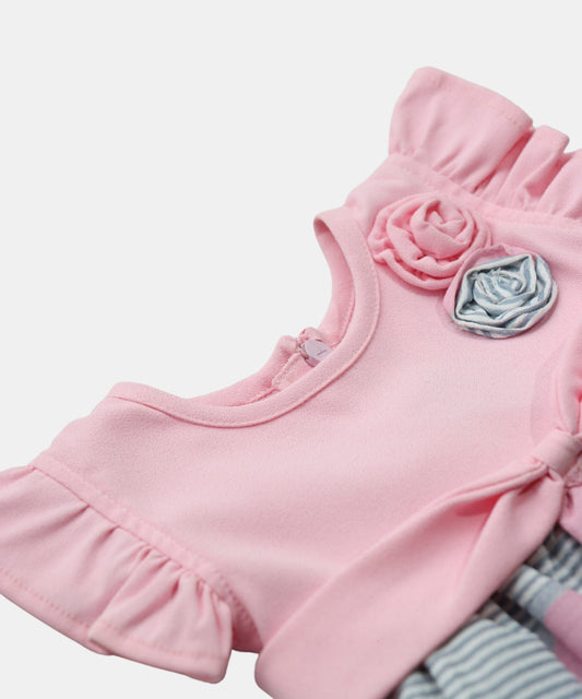 Tiny Girl Pink & Grey Polka Dot Girls Dress