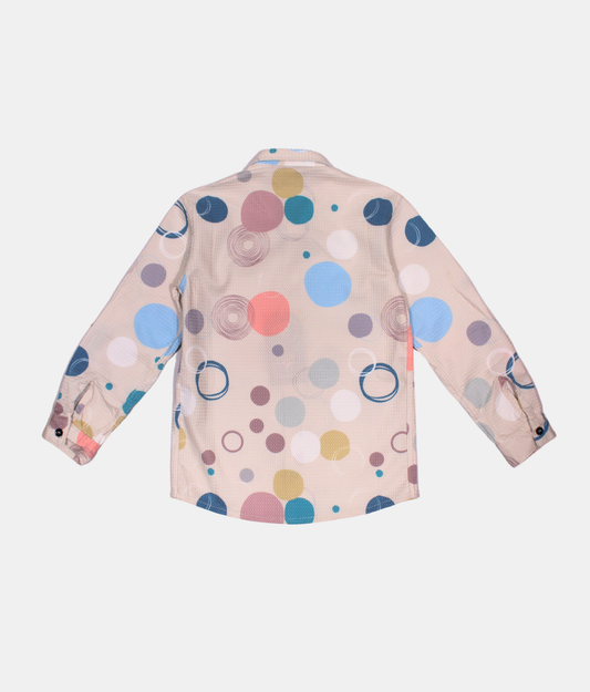 Danaboi Beige Multi-Polka Boys Shirt with Full Sleeves