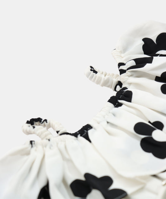 Tiny Girl Black and White Striped Girls Dress with Embroidered Owl