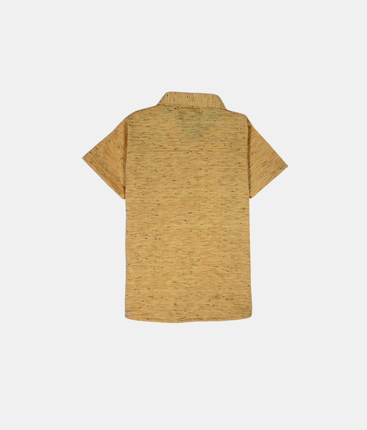 Little Kangaroos Mustard Boys Shirt with Zebra Suspender Patch