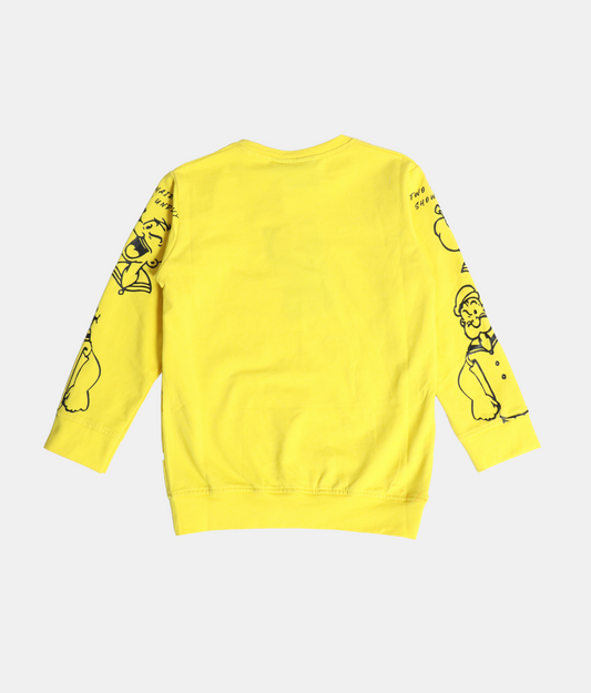 Danaboi Yellow Popeye Print Boys Full Sleeve T-Shirt