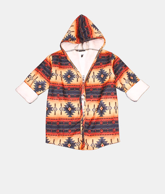 Danaboi Multicolour Tribal Print Kids Hooded Jacket