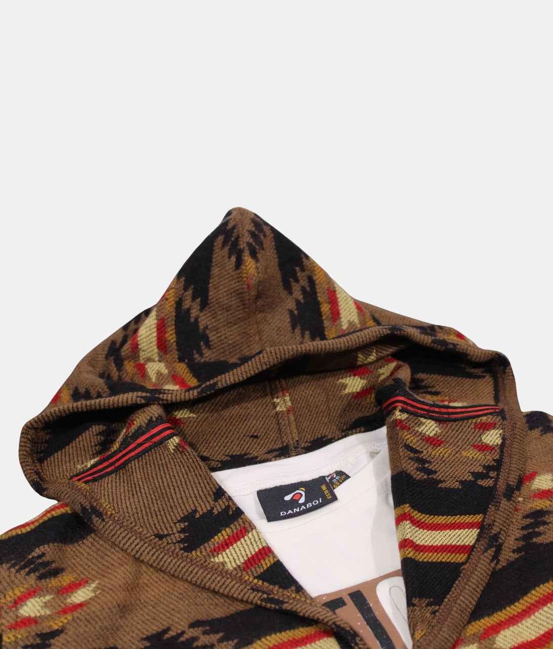 Danaboi Brown Patterned Boys Hooded Cardigan with White T-Shirt