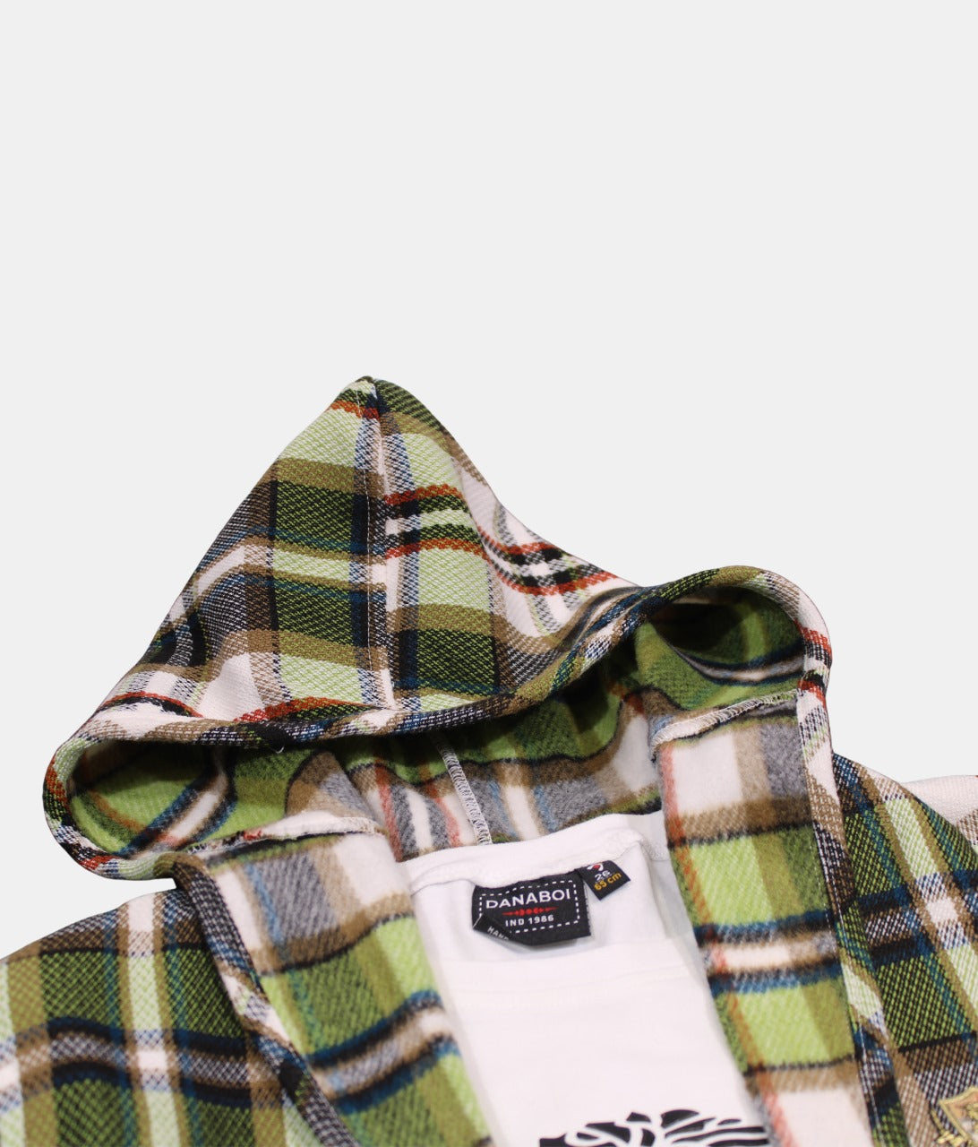 Danaboi Green Plaid Boys' Hooded Shirt with White T-Shirt