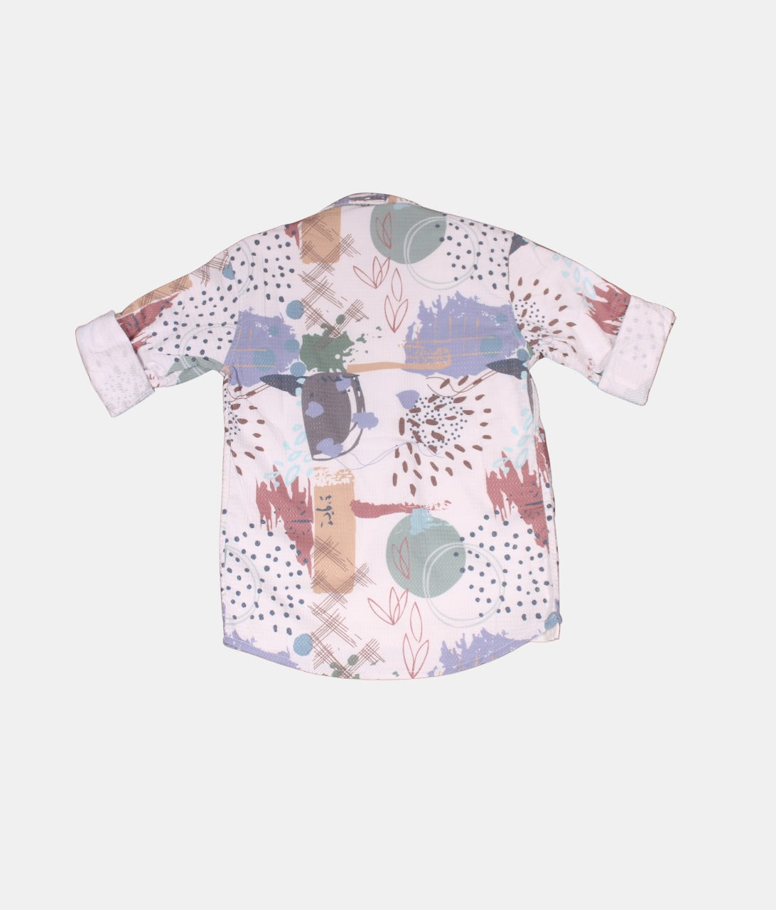Danaboi White Printed Boys Open Shirt with White T-Shirt