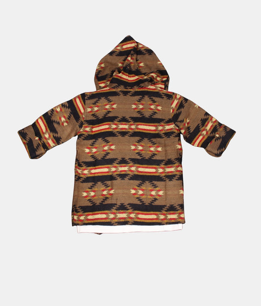Danaboi Brown Patterned Boys Hooded Cardigan with White T-Shirt