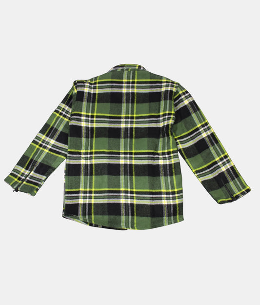 Danaboi Green & Black Plaid Boys' Shirt with White T-Shirt