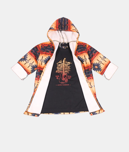 Danaboi Orange & Blue Tribal Print Boys' Hoodie with Black T-Shirt