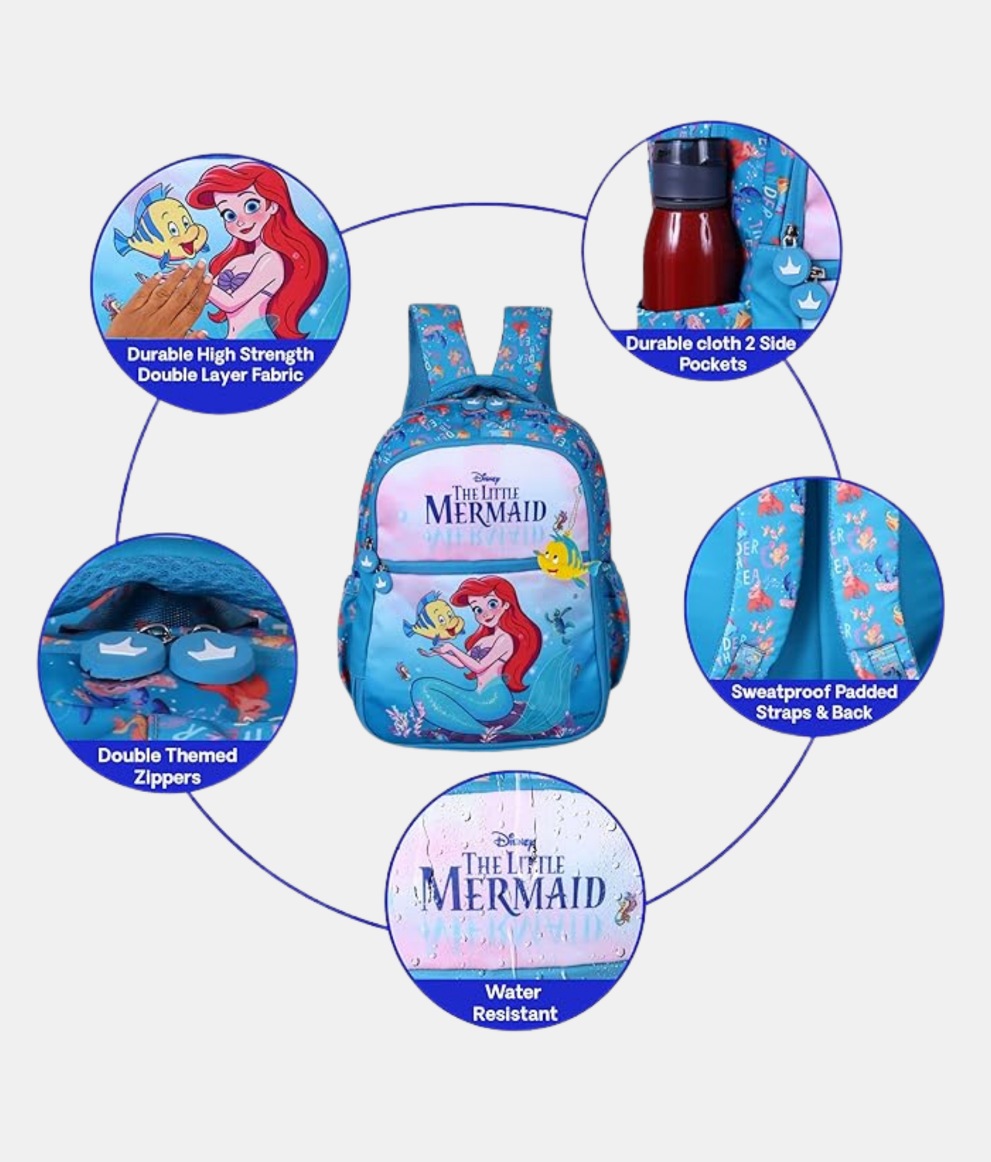 Karston Sky Blue The Little Mermaid Kids Backpack
