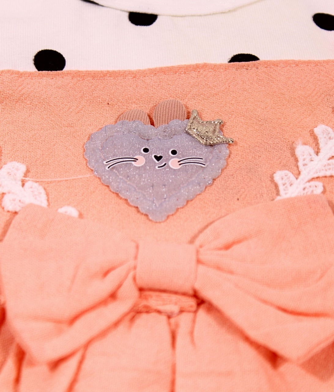 Dapp Peach Bow Detail Girls Dress