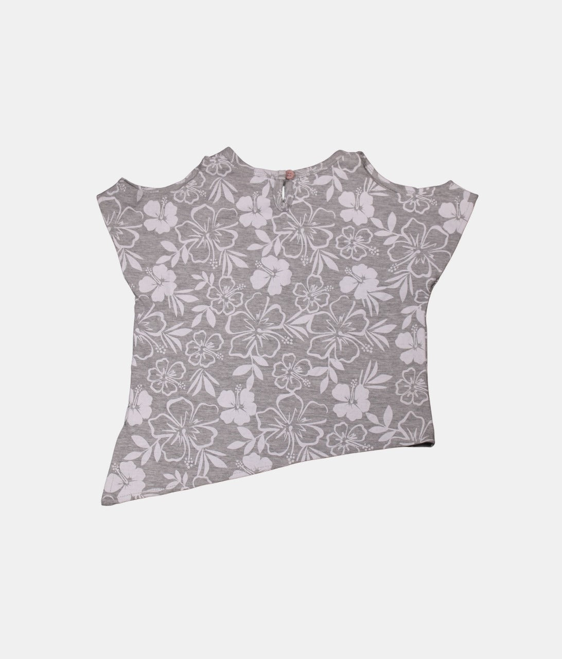Play Grey Floral Girls Top with Beaded Necklace