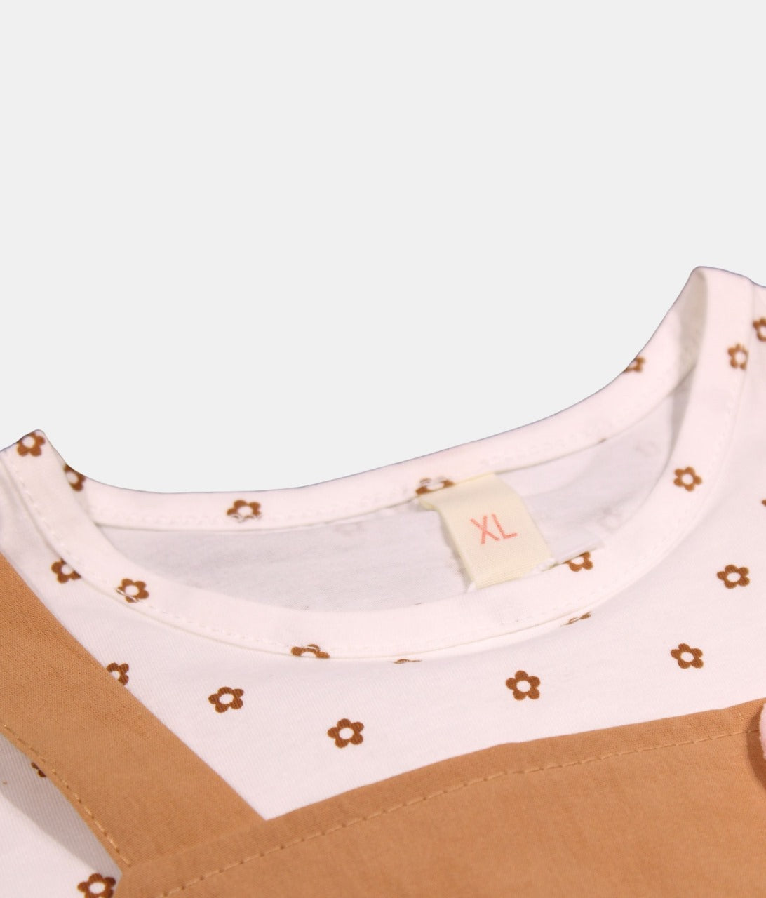 Dapp Brown Girls Dungaree Dress with Printed White Top