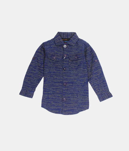 Oks Blue Printed Boys Shirt and Pant Set