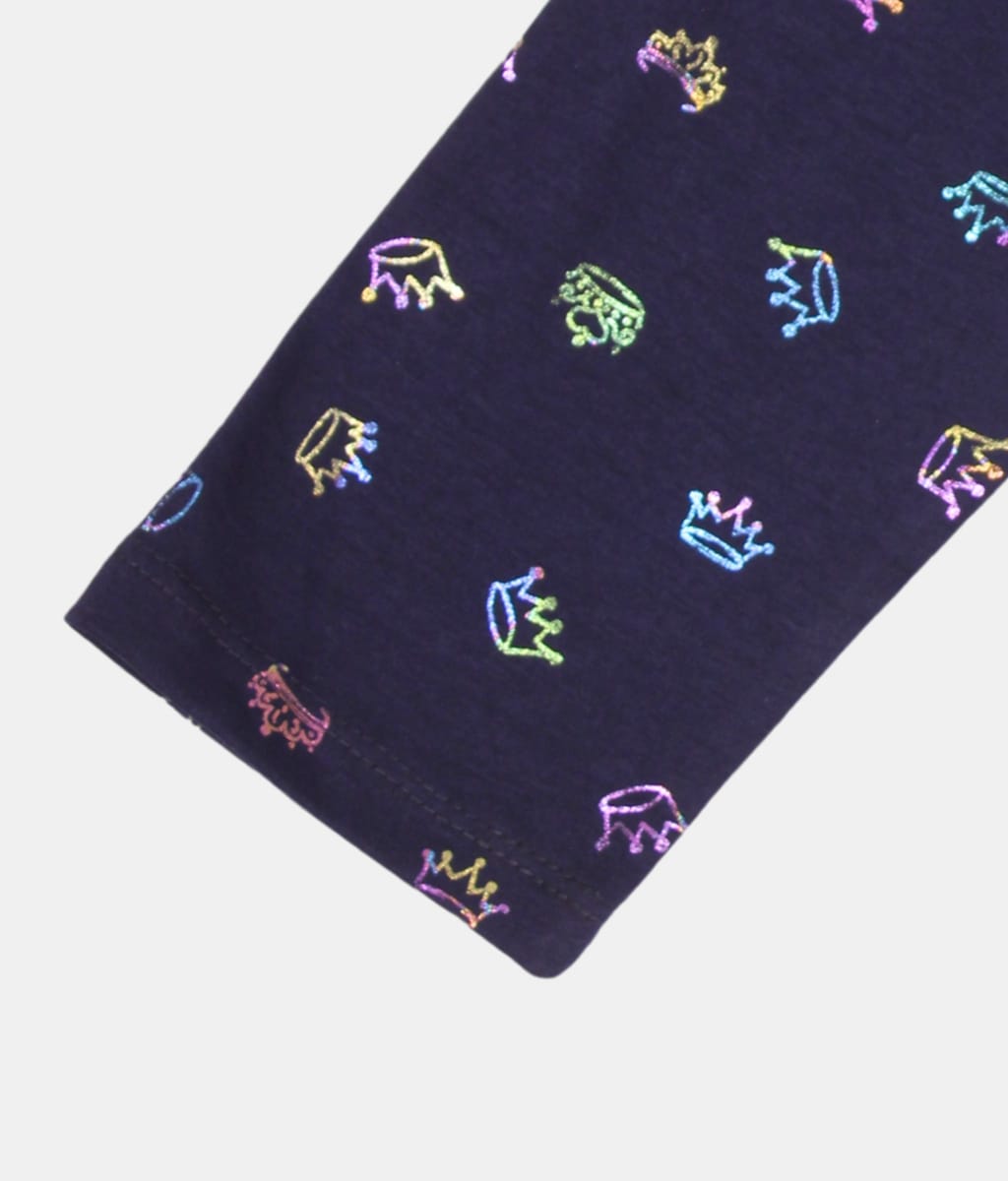 Play Navy Printed Girls Leggings