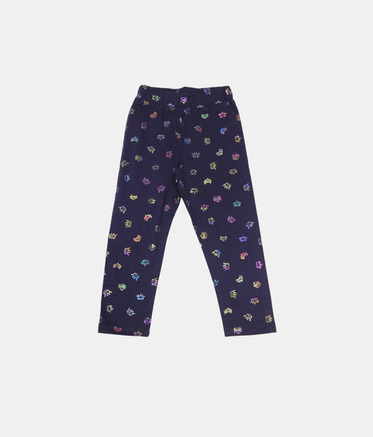 Play Navy Printed Girls Leggings