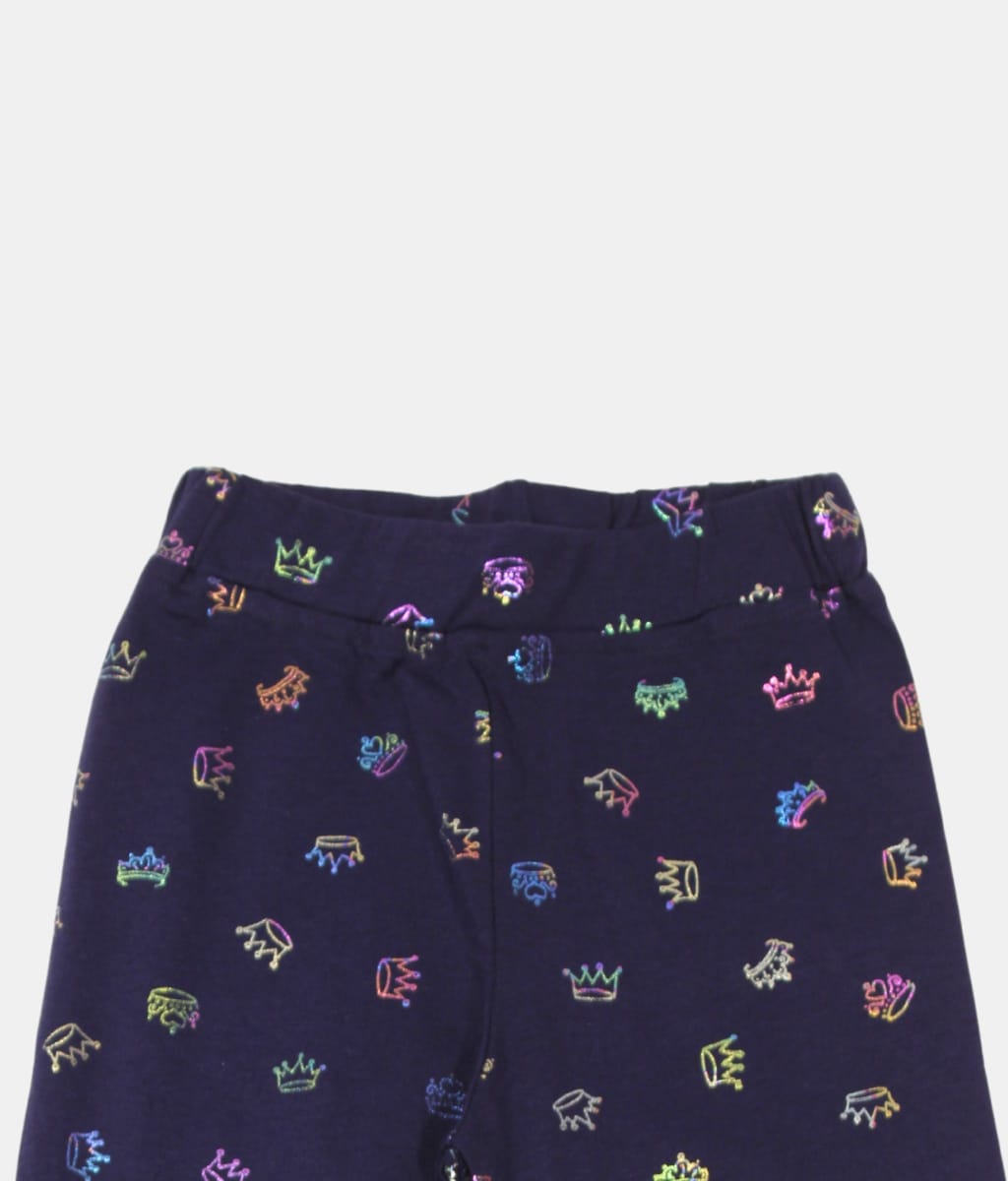 Play Navy Printed Girls Leggings