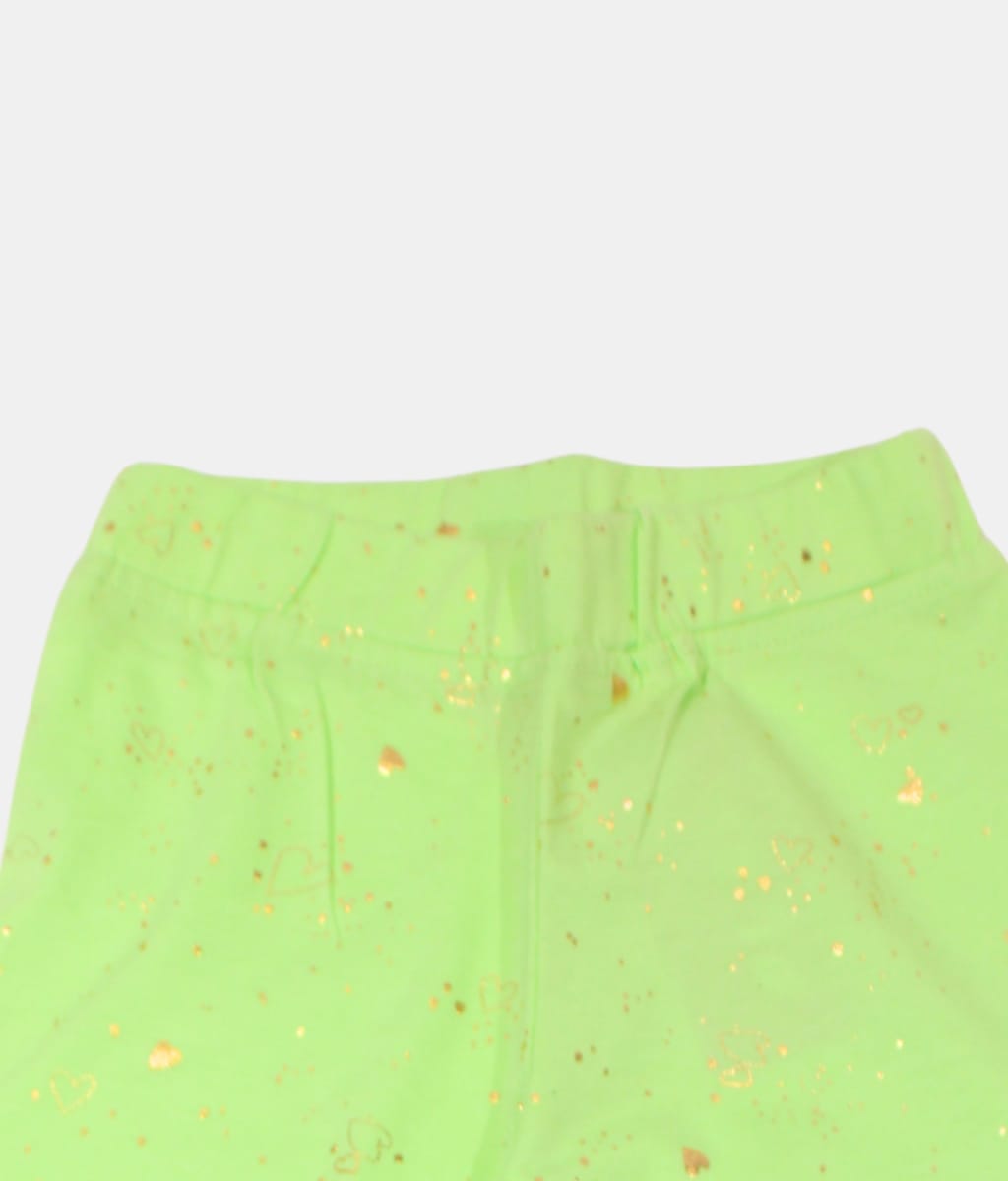 Play Light Green Printed Girls Leggings
