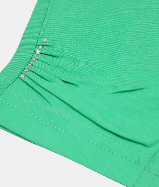 Tiny Girl Green Embellished Girls Capri Leggings